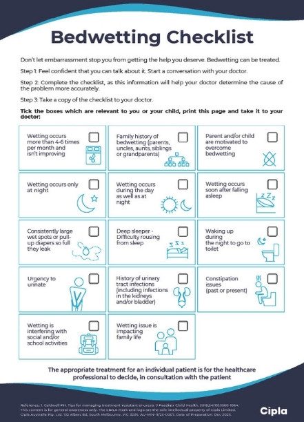 Bedwetting Checklist